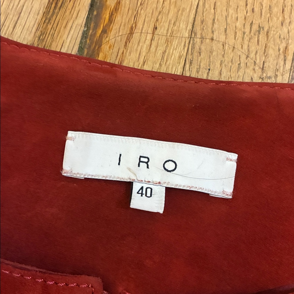 IRO Women's Cranberry Red Smokin’ Hot Suede Zip Moto Jacket Medium - Picture 3 of 9